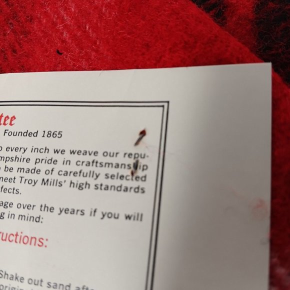 Troy Leisure Blanket Wool Blend Red Plaid Fringe NOS USA Made No 2 1/2 B 3517 - Picture 9 of 16